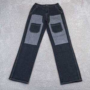 Hot Topic‎ Jeans Womens 5 Black Gray Panel Carpenter Utility Cargo Punk Goth Emo